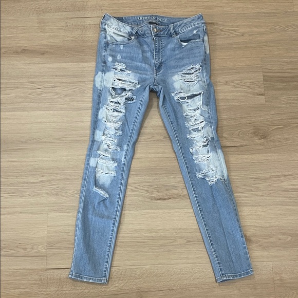 American Eagle Outfitters Medium Blue Ripped Skinny Jeans - Picture 4 of 6